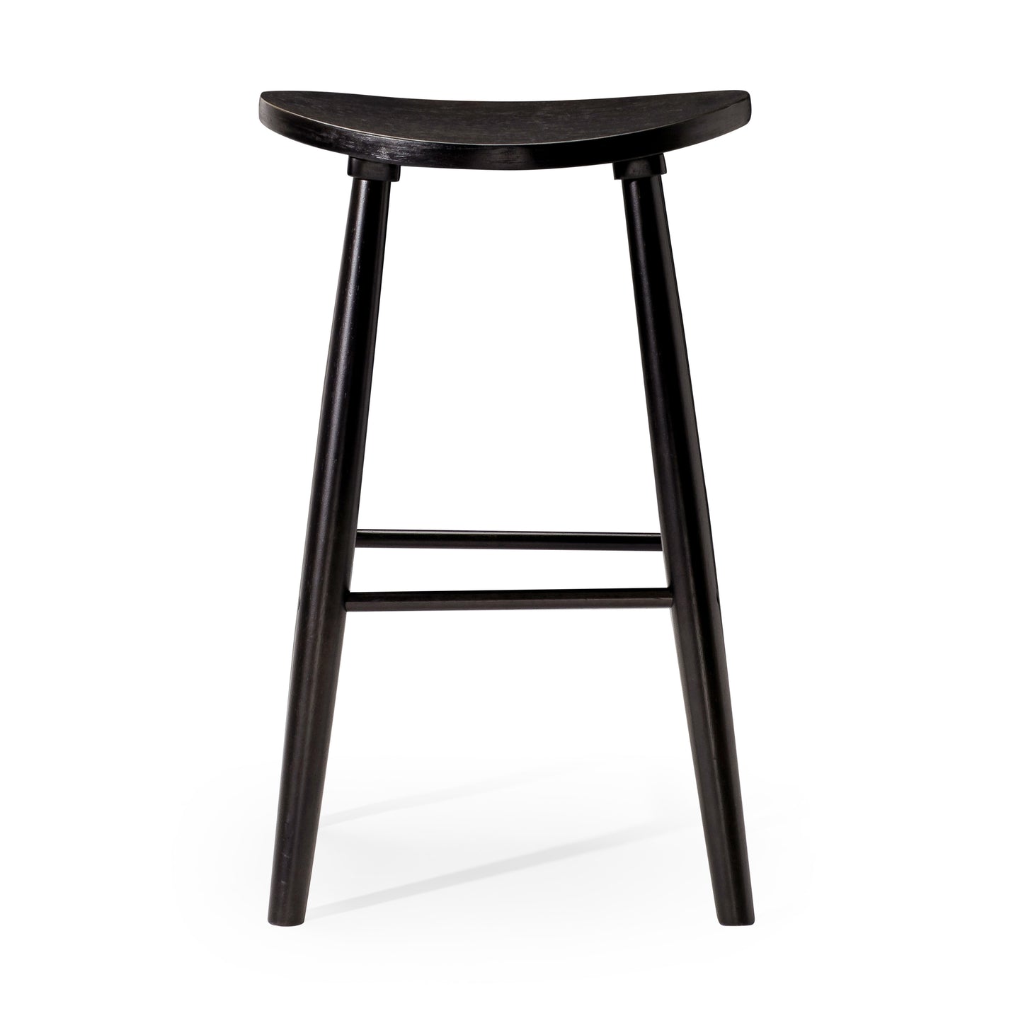 30" Black Solid Wood Backless Bar Height Bar Chair