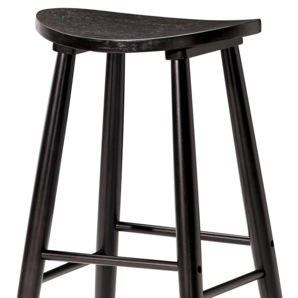30" Black Solid Wood Backless Bar Height Bar Chair