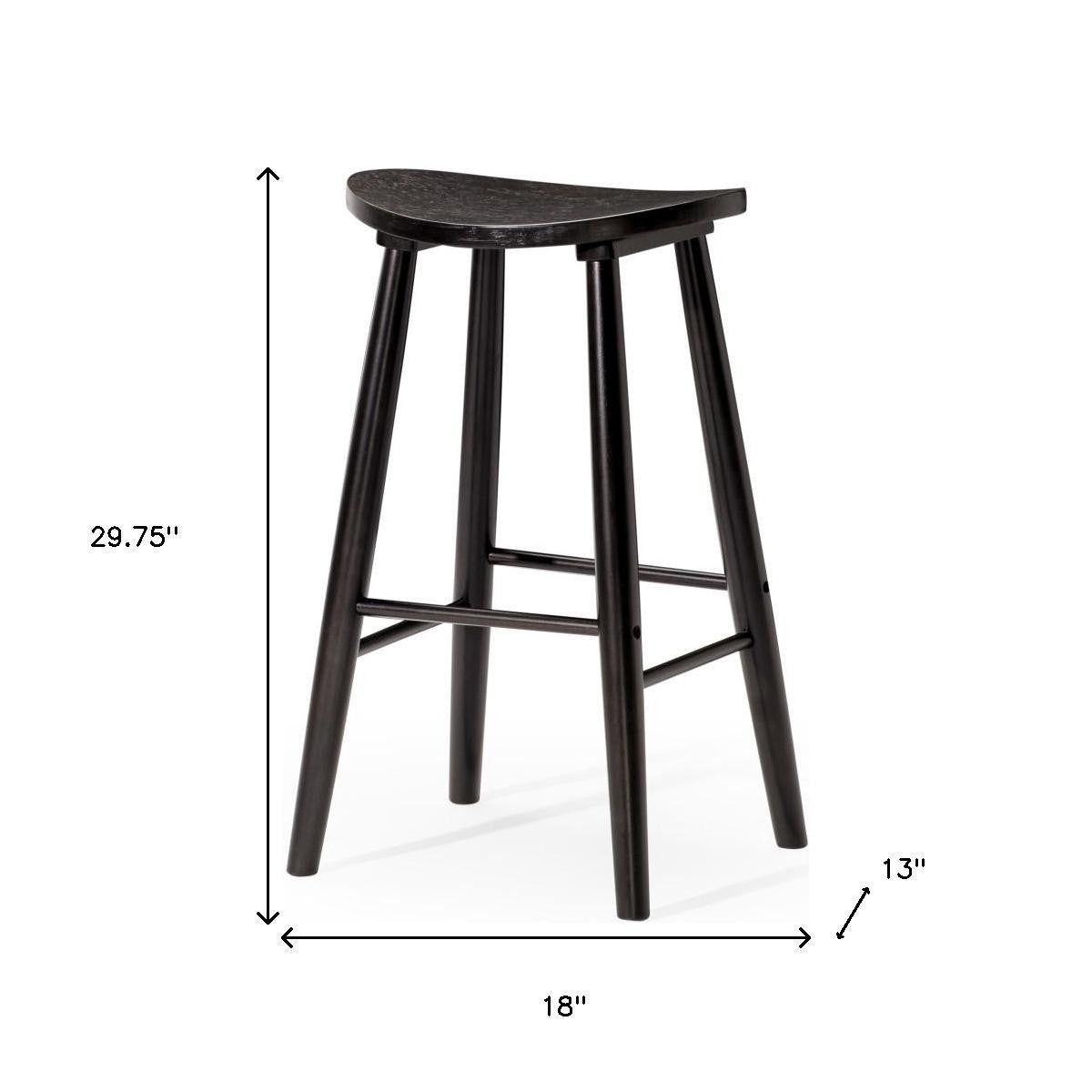 30" Black Solid Wood Backless Bar Height Bar Chair