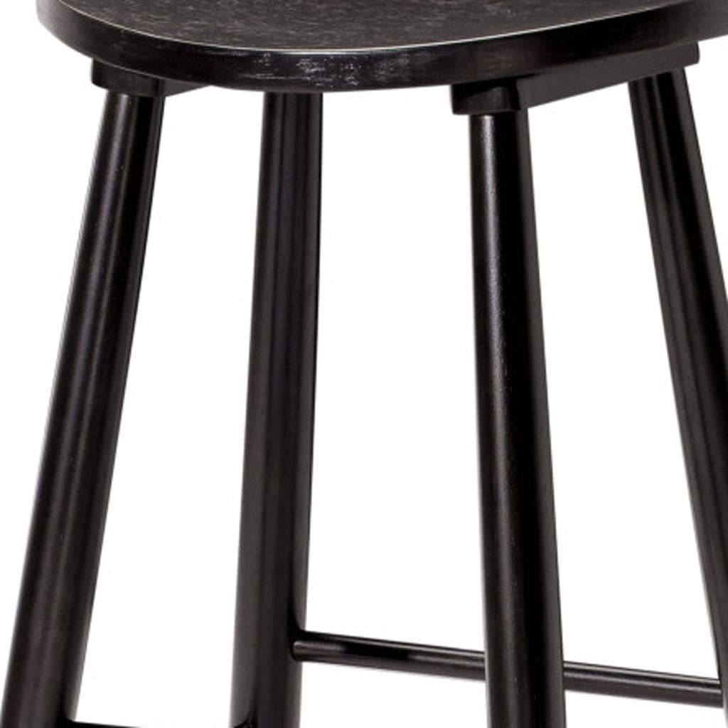 30" Black Solid Wood Backless Bar Height Bar Chair